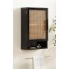 imageKate and Laurel Ori Transitional Cane Wall Cabinet with Door 15 x 7 x 24 Black and Natural Rattan Decorative Rattan Over The Toilet Cabinet with Two Shelves and Bonus Storage Cubby15x7x24