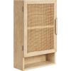 imageKate and Laurel Ori Transitional Cane Wall Cabinet with Door 15 x 7 x 24 Black and Natural Rattan Decorative Rattan Over The Toilet Cabinet with Two Shelves and Bonus Storage Cubby15x7x24