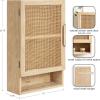 imageKate and Laurel Ori Transitional Cane Wall Cabinet with Door 15 x 7 x 24 Black and Natural Rattan Decorative Rattan Over The Toilet Cabinet with Two Shelves and Bonus Storage Cubby15x7x24