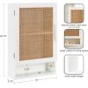 imageKate and Laurel Ori Transitional Cane Wall Cabinet with Door 15 x 7 x 24 Black and Natural Rattan Decorative Rattan Over The Toilet Cabinet with Two Shelves and Bonus Storage Cubby15x7x24