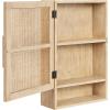 imageKate and Laurel Ori Transitional Cane Wall Cabinet with Door 15 x 7 x 24 Black and Natural Rattan Decorative Rattan Over The Toilet Cabinet with Two Shelves and Bonus Storage Cubby15x7x24
