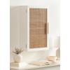 imageKate and Laurel Ori Transitional Cane Wall Cabinet with Door 15 x 7 x 24 Painted Black Wood and Natural Rattan Decorative Rattan Over The Toilet Cabinet with Three Shelves for Decor and DisplayWhite