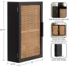 imageKate and Laurel Ori Transitional Cane Wall Cabinet with Door 15 x 7 x 24 Painted Black Wood and Natural Rattan Decorative Rattan Over The Toilet Cabinet with Three Shelves for Decor and DisplayBlack