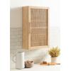 imageKate and Laurel Ori Transitional Cane Wall Cabinet with Door 15 x 7 x 24 Painted Black Wood and Natural Rattan Decorative Rattan Over The Toilet Cabinet with Three Shelves for Decor and DisplayNatural