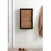imageKate and Laurel Ori Transitional Cane Wall Cabinet with Door 15 x 7 x 24 Painted Black Wood and Natural Rattan Decorative Rattan Over The Toilet Cabinet with Three Shelves for Decor and DisplayBlack