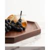 imageKate and Laurel Thorpe MidCentury Solid Wood Octagon Serving Tray 16 Inch Diameter Walnut Brown Modern Geometric FoodSafe Tray for Use as Charcuterie Board or Living Room Ottoman Tray