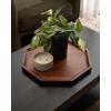imageKate and Laurel Thorpe MidCentury Solid Wood Octagon Serving Tray 16 Inch Diameter Walnut Brown Modern Geometric FoodSafe Tray for Use as Charcuterie Board or Living Room Ottoman Tray