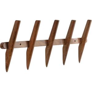 imageKate and Laurel Eland Modern FiveHook Wall Hanging Coat Rack 30 x 4 x 12 Walnut Brown Decorative Wood Coat Rack Wall Mount for Use as Entryway Storage or Mudroom Hooks