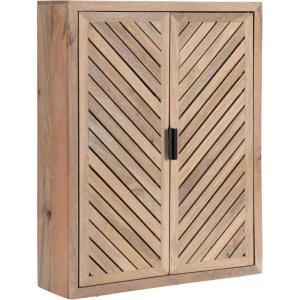 imageKate and Laurel Mezzeta Decorative Modern TwoDoor Floating Bathroom Cabinet 22 x 7 x 28 Beige Wood Decorative Solid Mango Wood Over The Toilet Storage Cabinet with Slatted Chevron DesignNatural