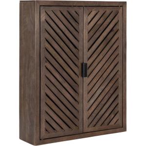 imageKate and Laurel Mezzeta Decorative Modern TwoDoor Floating Bathroom Cabinet 22 x 7 x 28 Beige Wood Decorative Solid Mango Wood Over The Toilet Storage Cabinet with Slatted Chevron DesignBrown