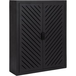 imageKate and Laurel Mezzeta Decorative Modern TwoDoor Floating Bathroom Cabinet 22 x 7 x 28 Beige Wood Decorative Solid Mango Wood Over The Toilet Storage Cabinet with Slatted Chevron DesignBlack