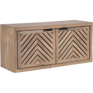 imageKate and Laurel Mezzeta Decorative TwoDoor Wall Cabinet 30 x 10 x 14 Beige Decorative Modern Storage Cabinet for Use as Floating Nightstand or Floating TV Shelf