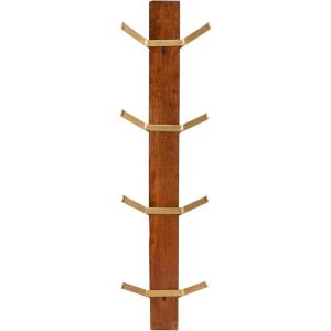 imageKate and Laurel Rossmore Modern 4Hook Vertical Wall Hanging Coat Rack 8 x 4 x 30 Rustic Brown and Black Decorative Modern Wood and Metal Coat Tree Hanging Hooks for WallMounted StorageBrown