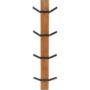 imageKate and Laurel Rossmore Modern 4Hook Vertical Wall Hanging Coat Rack 8 x 4 x 30 Rustic Brown and Black Decorative Modern Wood and Metal Coat Tree Hanging Hooks for WallMounted StorageRustic BrownBlack