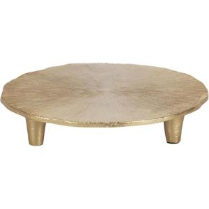 imageKate and Laurel Sancia Decorative Round Embossed Metal Tray with Feet 10 Inch Diameter Gold Modern Circle Footed Coffee Table Tray for Use as Kitchen Counter Display or Living Room Decor AccentGold