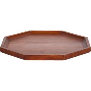 imageKate and Laurel Thorpe MidCentury Solid Wood Octagon Serving Tray 16 Inch Diameter Walnut Brown Modern Geometric FoodSafe Tray for Use as Charcuterie Board or Living Room Ottoman Tray