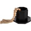 imageKate and Laurel Anaya Wooden ThreePiece Decor Accent Set Walnut Brown Set of 3 Modern Tabletop Decor Set Including Planter Pot Accent Tray and Beaded RopeNaturalBlack
