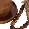 imageKate and Laurel Anaya Wooden ThreePiece Decor Accent Set Walnut Brown Set of 3 Modern Tabletop Decor Set Including Planter Pot Accent Tray and Beaded RopeWalnut Brown