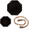 imageKate and Laurel Anaya Wooden ThreePiece Decor Accent Set Walnut Brown Set of 3 Modern Tabletop Decor Set Including Planter Pot Accent Tray and Beaded RopeNaturalBlack