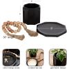 imageKate and Laurel Anaya Wooden ThreePiece Decor Accent Set Walnut Brown Set of 3 Modern Tabletop Decor Set Including Planter Pot Accent Tray and Beaded RopeNaturalBlack