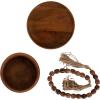 imageKate and Laurel Anaya Wooden ThreePiece Decor Accent Set Walnut Brown Set of 3 Modern Tabletop Decor Set Including Planter Pot Accent Tray and Beaded RopeWalnut Brown