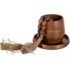 imageKate and Laurel Anaya Wooden ThreePiece Decor Accent Set Walnut Brown Set of 3 Modern Tabletop Decor Set Including Planter Pot Accent Tray and Beaded RopeWalnut Brown