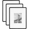 imageKate and Laurel Inglewood Modern Wall Picture Frame Set of 3 11x14 matted to 5x7 Natural Wood ThreePiece Frame Set for Gallery Wall Accent Set in Living Room DecorBlack
