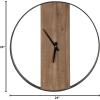 imageKate and Laurel Ladd Modern Glam 24quot Numberless Wood and Metal Round Wall Clock Walnut Brown and Gold Contemporary Wall DecorNaturalBlack