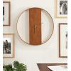 imageKate and Laurel Ladd Modern Glam 24quot Numberless Wood and Metal Round Wall Clock Walnut Brown and Gold Contemporary Wall DecorWalnut BrownGold