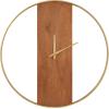 imageKate and Laurel Ladd Modern Glam 24quot Numberless Wood and Metal Round Wall Clock Walnut Brown and Gold Contemporary Wall DecorWalnut BrownGold