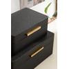 imageKate and Laurel Namina Decorative Vegan Leather Storage Box Set of 2 8 x 5 and 10 x 7 Black and Brass Modern Glam TwoPiece Box Set with Handles for Use as Jewelry Boxes or Perfume Organizers