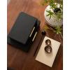 imageKate and Laurel Namina Decorative Vegan Leather Storage Box Set of 2 8 x 5 and 10 x 7 Black and Brass Modern Glam TwoPiece Box Set with Handles for Use as Jewelry Boxes or Perfume Organizers
