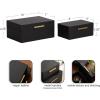 imageKate and Laurel Namina Decorative Vegan Leather Storage Box Set of 2 8 x 5 and 10 x 7 Black and Brass Modern Glam TwoPiece Box Set with Handles for Use as Jewelry Boxes or Perfume Organizers