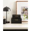 imageKate and Laurel Namina Decorative Vegan Leather Storage Box Set of 2 8 x 5 and 10 x 7 Black and Brass Modern Glam TwoPiece Box Set with Handles for Use as Jewelry Boxes or Perfume Organizers