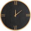 imageKate and Laurel Pronte Modern Round Wood and Metal Wall Clock 22 Inch Diameter Rustic Brown and Black Decorative Minimal Clock for Bedroom Entryway or Living Room DecorBlackGold