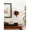 imageKate and Laurel Shae Transitional Wooden Wall Sconce 5 x 5 x 13 Black Modern Candle Holder with Removable Glass Cylinder for Flameless Pillar Candles in Bedroom or EntrywayWalnut Brown
