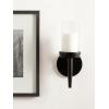 imageKate and Laurel Shae Transitional Wooden Wall Sconce 5 x 5 x 13 Black Modern Candle Holder with Removable Glass Cylinder for Flameless Pillar Candles in Bedroom or EntrywayBlack