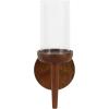 imageKate and Laurel Shae Transitional Wooden Wall Sconce 5 x 5 x 13 Black Modern Candle Holder with Removable Glass Cylinder for Flameless Pillar Candles in Bedroom or EntrywayWalnut Brown
