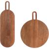 imageKate and Laurel Staven Transitional TwoPiece Serving Boards Set 14 x 10 Set of 2 Natural Wood Modern FoodSafe Charcuterie Boards from Solid Mango Wood for Use as Kitchen Countertop DcorWalnut Brown