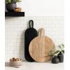 imageKate and Laurel Staven Transitional TwoPiece Serving Boards Set 14 x 10 Set of 2 Natural Wood Modern FoodSafe Charcuterie Boards from Solid Mango Wood for Use as Kitchen Countertop DcorNaturalBlack