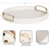 imageKate and Laurel Valeska Decorative Vegan Leather Round Tray with Metal Handles 14 x 14 Ivory and Gold Modern Circle Ottoman Tray for Use as Bathroom Vanity Decor or Display OptionIvoryGold