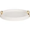 imageKate and Laurel Valeska Decorative Vegan Leather Round Tray with Metal Handles 14 x 14 Ivory and Gold Modern Circle Ottoman Tray for Use as Bathroom Vanity Decor or Display OptionIvoryGold