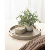 imageKate and Laurel Valeska Decorative Vegan Leather Round Tray with Metal Handles 14 x 14 Ivory and Gold Modern Circle Ottoman Tray for Use as Bathroom Vanity Decor or Display OptionGray