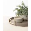 imageKate and Laurel Valeska Decorative Vegan Leather Round Tray with Metal Handles 14 x 14 Ivory and Gold Modern Circle Ottoman Tray for Use as Bathroom Vanity Decor or Display OptionGray