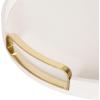imageKate and Laurel Valeska Decorative Vegan Leather Round Tray with Metal Handles 14 x 14 Ivory and Gold Modern Circle Ottoman Tray for Use as Bathroom Vanity Decor or Display OptionIvoryGold