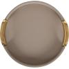 imageKate and Laurel Valeska Decorative Vegan Leather Round Tray with Metal Handles 14 x 14 Ivory and Gold Modern Circle Ottoman Tray for Use as Bathroom Vanity Decor or Display OptionGray