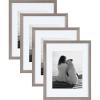 imageDesignOvation Gallery Wood Photo Frame Set for Customizable Wall Display Black 11x14 matted to 8x10 Pack of 4Distressed Gray