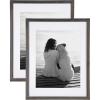 imageDesignOvation Gallery Wood Photo Frame Set for Customizable Wall Display Walnut Brown 14x18 matted to 11x14 Pack of 2Gray