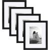 imageDesignOvation Gallery Wood Photo Frame Set for Customizable Wall or Desktop Display Rustic Brown 8x10 matted to 5x7 Pack of 4Black
