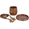 imageKate and Laurel Anaya Wooden ThreePiece Decor Accent Set Walnut Brown Set of 3 Modern Tabletop Decor Set Including Planter Pot Accent Tray and Beaded RopeWalnut Brown